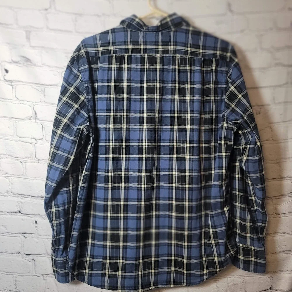 American Eagle Slim Fit Plaid Flannel Shirt Mens Large Blue Black Long‎ Sleeve L